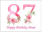 87th Birthday Flowers Edible Icing Cake Topper or Ribbon