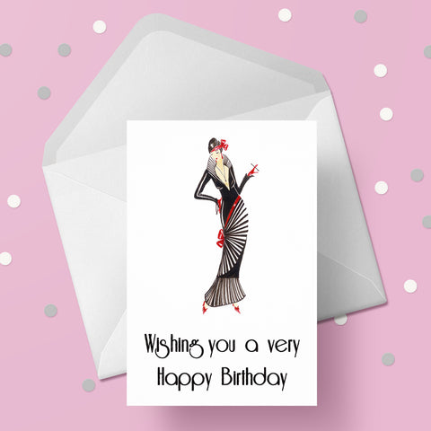Art Deco Lady 01 Birthday Card