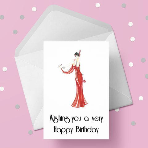 Art Deco Lady 02 Birthday Card