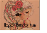Art Deco Lady 03 Edible Icing Cake Topper or Ribbon