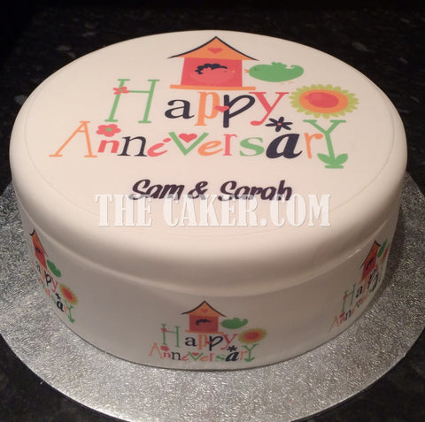 Anniversary Edible Icing Cake Topper or Ribbon 04