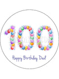 100th Birthday Balloons Edible Icing Cake Topper