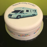 Caravan Motorhome 02 Edible Icing Cake Topper or Ribbon