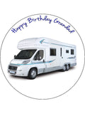 Caravan Motorhome 02 Edible Icing Cake Topper or Ribbon