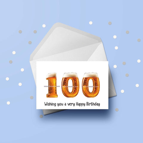 100th Birthday Card with Beer Numbers
