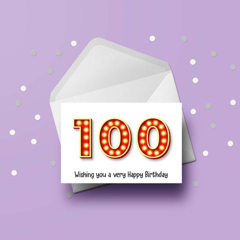 100th Birthday Card with Red Numbers