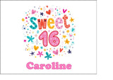 16th Birthday Edible Icing Cake Topper or Ribbon for girls