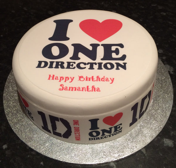 One Direction / 1D 02 Edible Icing Cake Topper - I Love 1D