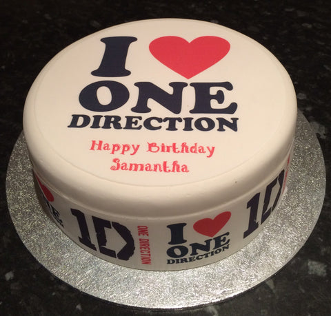 One Direction / 1D 02 Edible Icing Cake Topper - I Love 1D