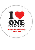 One Direction / 1D 02 Edible Icing Cake Topper - I Love 1D