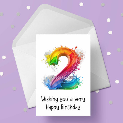 02 2nd Birthday 04 Birthday Card with Rainbow number