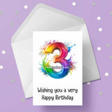 03 3rd Birthday 04 Birthday Card with Rainbow number