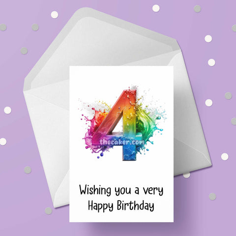 04 4th Birthday 04 Birthday Card with Rainbow number