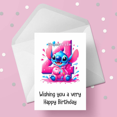 04 4th Birthday 06 Birthday Card with Stitch