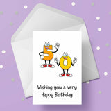 50th Birthday Funny Cartoon Numbers Edible Icing Cake Topper or Ribbon
