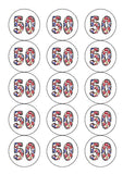 50th Birthday Hearts & Flowers Edible Icing Cake Topper or Ribbon