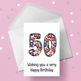 50th Birthday Hearts & Flowers Edible Icing Cake Topper or Ribbon