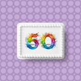 50th Birthday Rainbow Numbers Edible Icing Cake Topper or Ribbon
