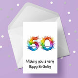 50th Birthday Rainbow Numbers Edible Icing Cake Topper or Ribbon