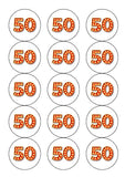 50th Birthday Red & Gold Edible Icing Cake Topper or Ribbon