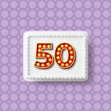 50th Birthday Red & Gold Edible Icing Cake Topper or Ribbon