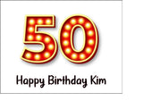 50th Birthday Red & Gold Edible Icing Cake Topper or Ribbon