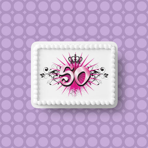 50th Birthday Edible Icing Cake Topper or Ribbon (03)