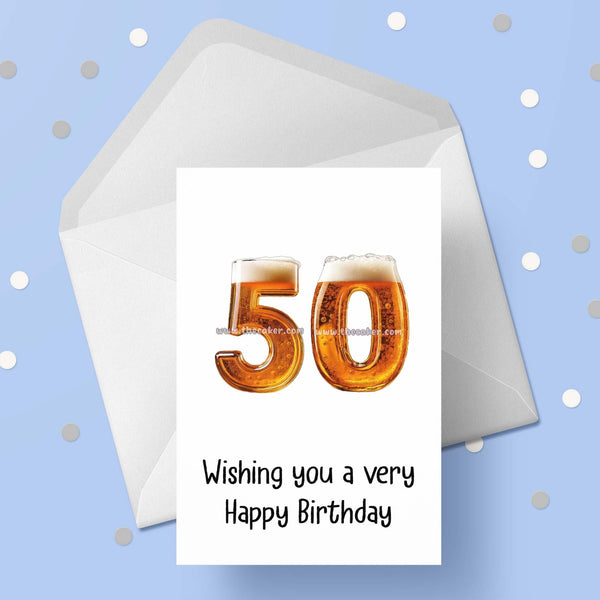 50th Birthday Card with Beer Numbers