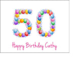 50th Birthday Balloons Edible Icing Cake Topper or Ribbon