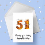 51st Birthday Card with Beer Numbers