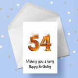 54th Birthday Card with Beer Numbers