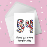 54th Birthday Card with Hearts & Flowers