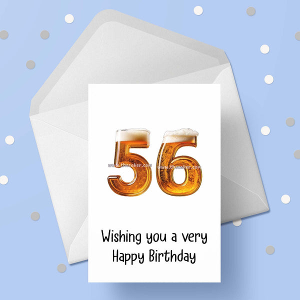 56th Birthday Card with Beer Numbers