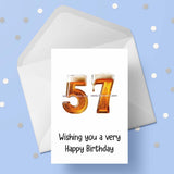 57th Birthday Card with Beer Numbers