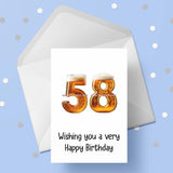 58th Birthday Card with Beer Numbers