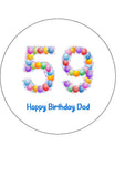 59th Birthday Balloons Edible Icing Cake Topper or Ribbon