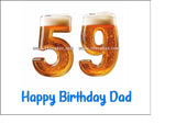 59th Birthday Beer Numbers Edible Icing Cake Topper or Ribbon