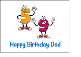 59th Birthday Funny Cartoon Numbers Edible Icing Cake Topper or Ribbon