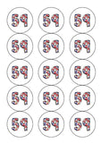 59th Birthday Hearts & Flowers Edible Icing Cake Topper or Ribbon