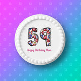 59th Birthday Hearts & Flowers Edible Icing Cake Topper or Ribbon
