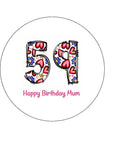 59th Birthday Hearts & Flowers Edible Icing Cake Topper or Ribbon