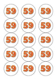 59th Birthday Red & Gold Edible Icing Cake Topper or Ribbon