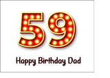 59th Birthday Red & Gold Edible Icing Cake Topper or Ribbon