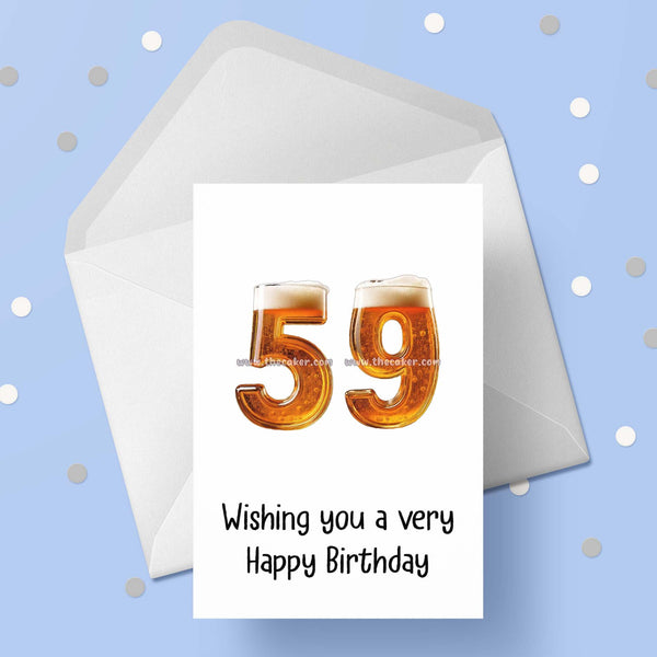 59th Birthday Card with Beer Numbers