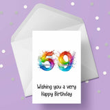 59th Birthday Card with Rainbow Numbers