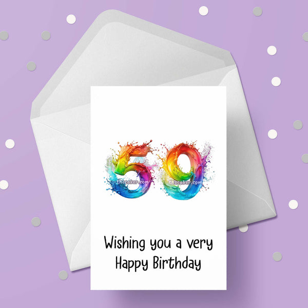 59th Birthday Card with Rainbow Numbers