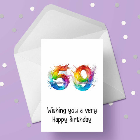 59th Birthday Card with Rainbow Numbers