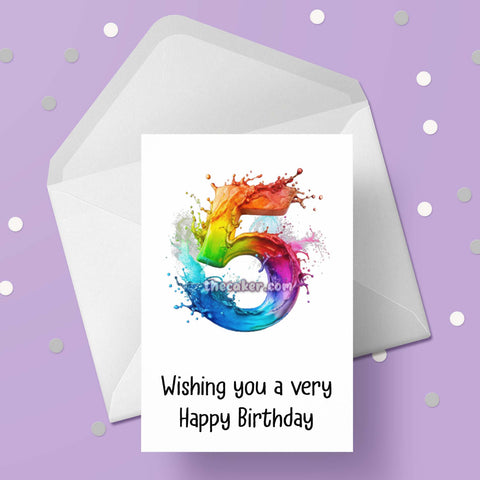 05 5th Birthday 04 Birthday Card with Rainbow number