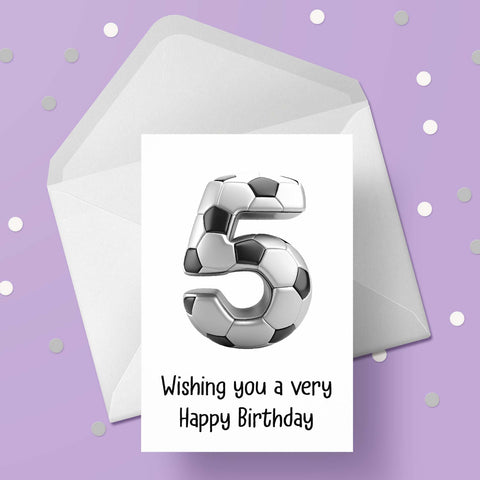05 5th Birthday 05 Birthday Card with Football theme
