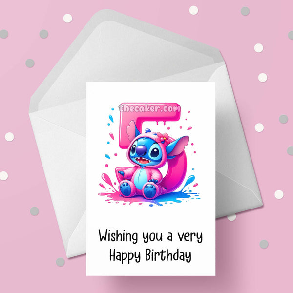 05 5th Birthday 06 Birthday Card with Stitch
